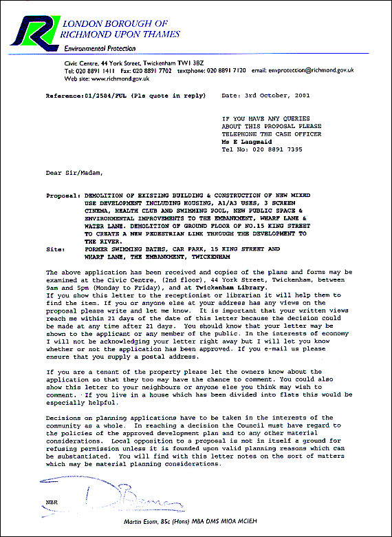 DD Planning Application Letter