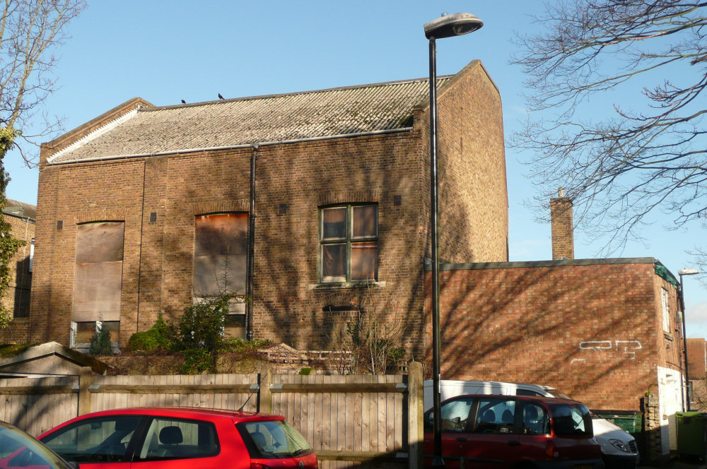 The west side of Queen's Hall from the service road