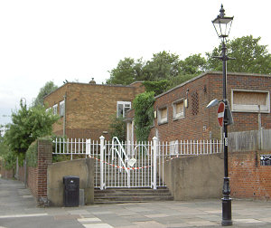 The entrance to the derelict ladies' toilet