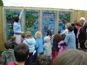 Unveiling the mural in the new Jubilee Gardens. Photo by Bill Double